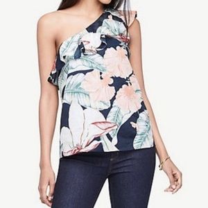 ANN TAYLOR One Shoulder Ruffle Top Island …